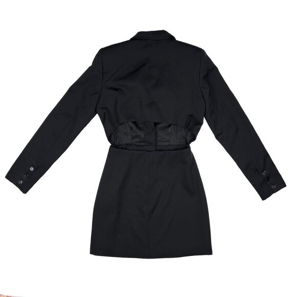 Reformation Black Button-Down Back Cutout Tuxedo Mini Dress Size 4 - NWOT - Picture 4 of 7